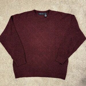 Northern Isles Sweater Men's Large Burgundy Diamond Knit Acrylic Blend Pullover